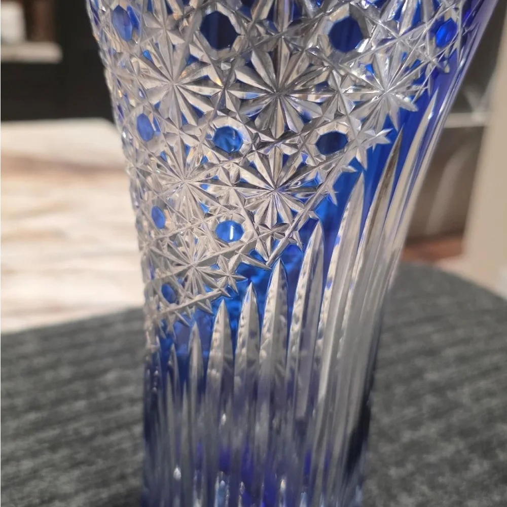 Cobalt Cut Crystal Vase - Home Accents